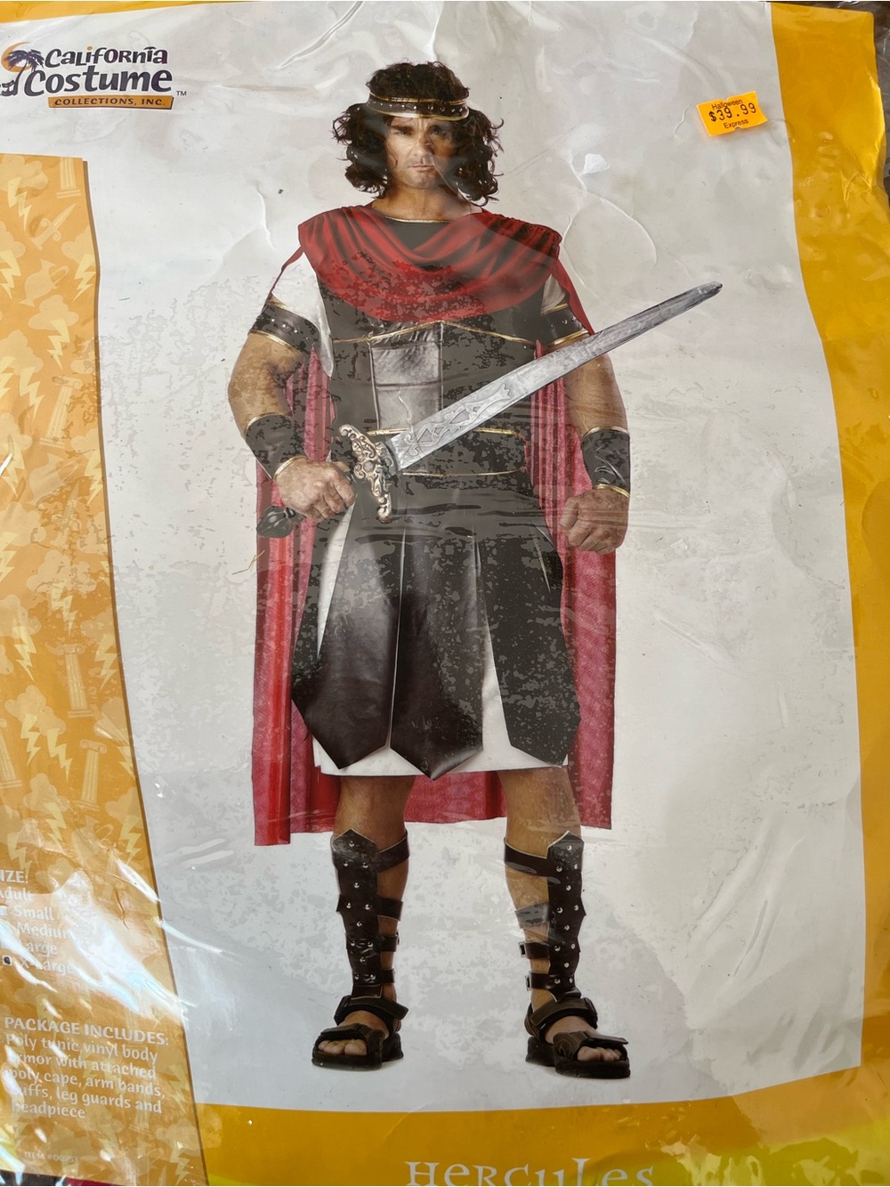 Men's "Hercules" Roman Warrior  Men's costume  Size XL missing headband